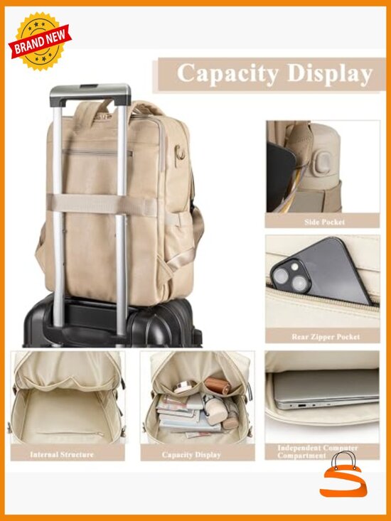 PU Leather Large Backpack Purse Travel Convertible Satchel Laptop Bag main image 5
